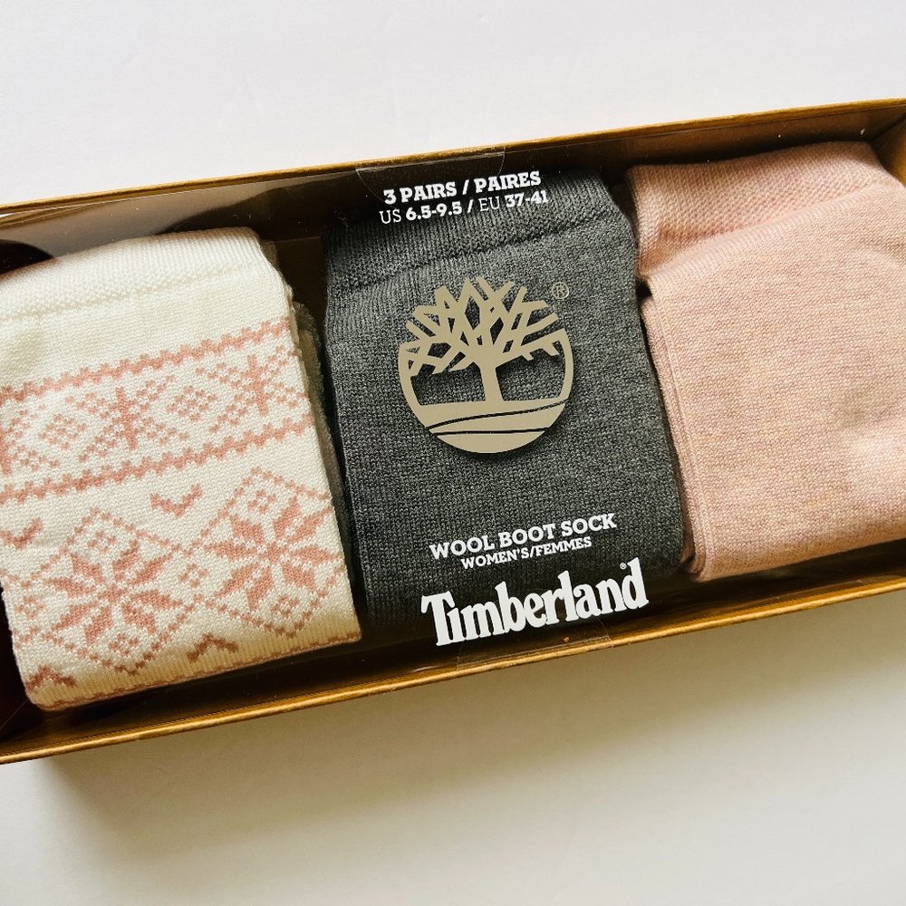 TIMBERLAND Women's 3 Pair Wool Blend Boot Socks NIB